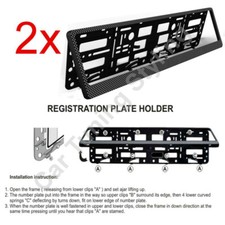 2 x Carbon Number Plate Surrounds Holder Frame Car Suv for Jaguar or Jeep
