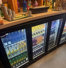 Cookology CCBFHI330BK 3 Door Commercial Bar Fridge 1350cm Bottle Display Chiller