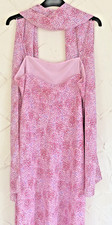 Chiffon Dress Uk14 Pink Floral Floaty Sequin Detail & Scarf by Debut