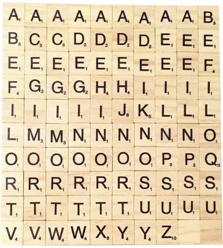100 wooden scrabble tiles - wooden,