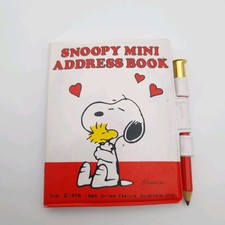 Vintage Snoopy Mini Address Book & Pencil C70s Vinyl Butterfly Originals Unused 