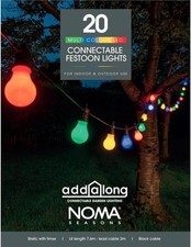 Noma Outdoor Festoon Lights 20 Multicolour LED Pro Bulbs 10.6m Connectable 