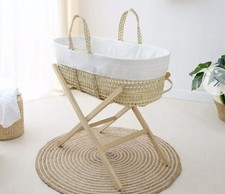 Clair De Lune Essentails Moses Basket With Natural Stand - New