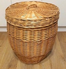 Vintage Ali Baba Wicker Laundry Lidded Basket