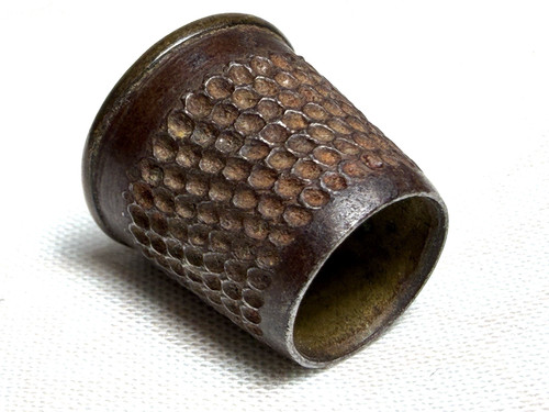 Antique open top thimble ring - top,
