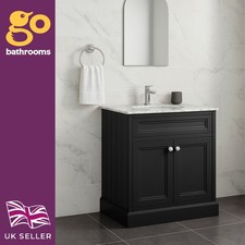 800mm Black Freestanding Vanity Unit Marble Basin Top Traditional Shaker Style