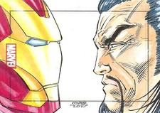 Marvel Heroes & Villains Sketch Card drawn by Roy Cover - Iron Man
