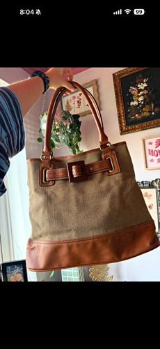 Bueno canvas leather tote bag - tote,