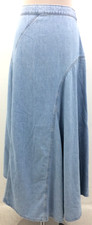 M&S Women's Skirt Size 20L Light Blue Denim Godet Long Used F1