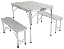 Regatta Folding Compact Picnic Table and 2 Bench Set Fold - Steel Frame