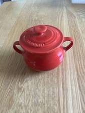 Le Creuset Small Red Soup Bean Pot Dish with Lid