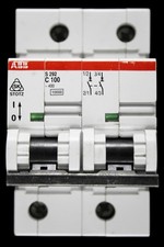 ABB 100 AMP CURVE C 10kA DOUBLE POLE MCB CIRCUIT BREAKER S292