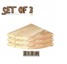 Set Of 3 Natural Wood Corner