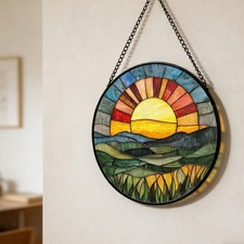 Stained glass window hanging