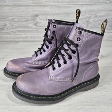 Dr Martens Pascal Metallic Lavender Lace Up Ankle Boots Size 5 UK