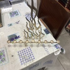 VINTAGE 9  BRANCH MENORAH JEWISH silver plate 