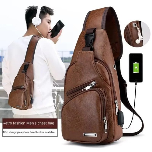 Mens genuine leather - mens, chest