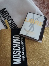 Moschino gold sparkle make up bag with pouch&ysl libre perfume sample