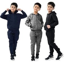 Girls Boys Plain Tracksuit Hoodie with Joggers Jogging Sweatpants Kids Age 7-14