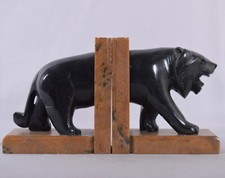 Vintage Bookend Tiger Bookend Figurine Handmade Stone Item Polished Home Decor