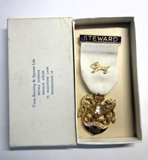 Vintage MASONIC Gold Gilt & Enamel MEDAL JEWEL, Steward Northumberland RMIG