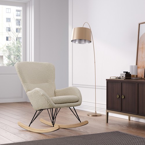 Upholstered lambswool rocking - lambswool,
