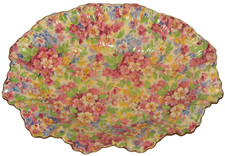 VtG JAMES KENT "Apple Blossom" Fenton Ruffled Edge 8.5" Oval Dish Bowl England