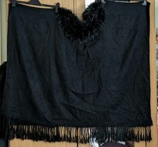 F&F One Size Ladies Black Cloak With Faux Fur Collar. Tassels. 43" across 33" L