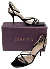 CARVELA Gossip Ladies Black Snake Print Synthetic Strappy Shoes Stiletto Heel