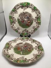 COPELAND SPODE SPODE'S BYRON 2 X QUARTERED SANDWICH PLATES - 10” - SERIES 1 & 2