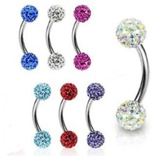 Eyebrow Bar Curved Barbell Ring Ferido Shamballa Balls Tragus Multi Crystal 16g 