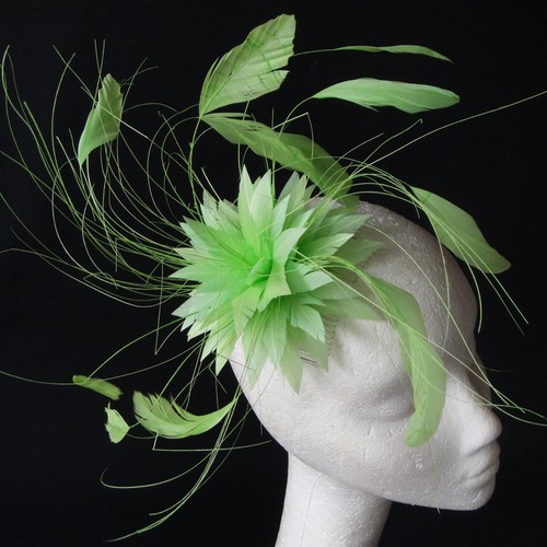 Lime feather fascinator for - feather,