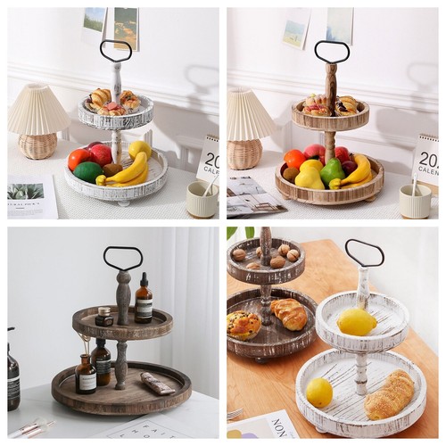 Tier wooden round - 2-tier, tray