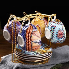 Tea Cup And Saucer Display Rack Coffee Mug Glass Cup Plate Holder Stand