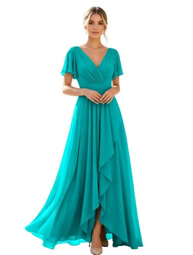 Neck chiffon long - v‑neck,