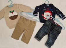 Baby Boy Winter Xmas Bundle 4 Pcs Jumper Trousers Outfit Set 0-3 mths