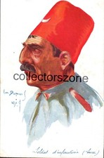 WW1 Paris Color Ottoman Turkish  Soldier  caricature Printed postcard original
