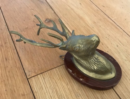 Vintage brass stags head - vintage,