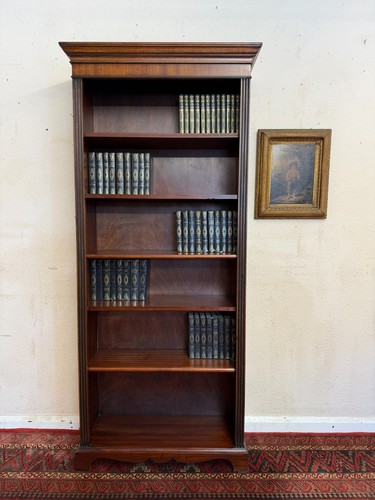 Tall mahogany open bookcase - tall,