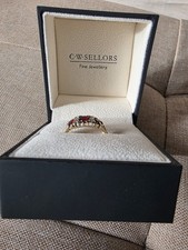 Ladies Vintage Garnet And Diamond 9ct Gold Ring Size R