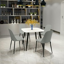 Aspen White Square Table & 4 Grey Duo Chairs Modern Stylish Design