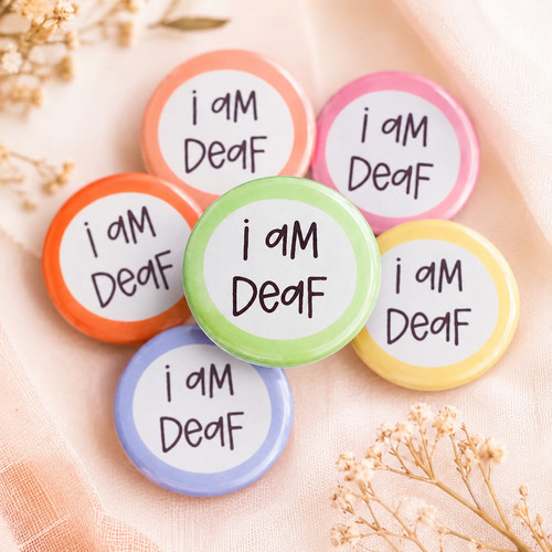 Deaf badge pin button - am,