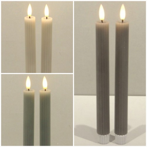 Pair led dinner candles ribbed - pair,