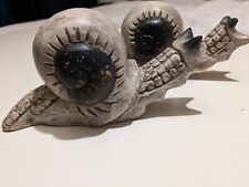 SNAILS x 2 Wooden Carved 21 cms Pair Ornament Shelf Desktop Decoration garden