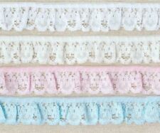 Gathered Frilled Lace Trim Size 32mm White Cream Pink or Blue 033