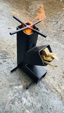 ROCKET STOVE WOOD BURNING COOKING OUTDOORS WILD CAMPING HOMEMADE ROCKET