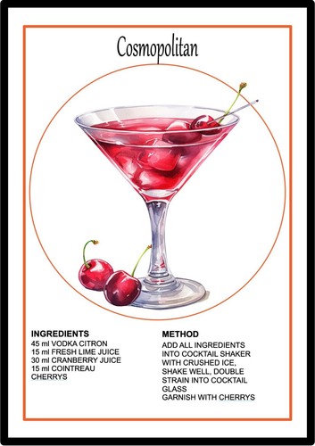 Cosmopolitan cocktail print - cosmopolitan,
