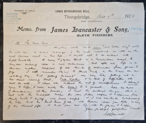 1929 handwritten letter - 1929,
