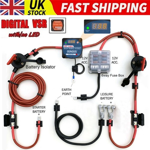 Split charge relay kit 12v - split,