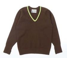 Balmoral Knitwear Womens Brown V-Neck Acrylic Blend Jumper Size 30